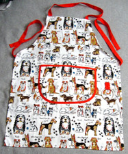 "It's A Dogs Life" Apron Assorted Cute Dogs Best Friends Orange Trim Big Pocket