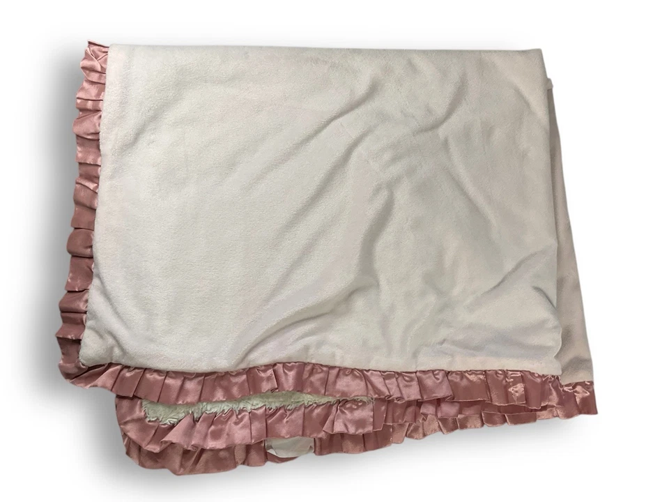 Cocalo Pink Swirl Minky Baby Blanket Silky Satin Ruffle Edge Soft 34 x 40" READ - Image 3 of 4