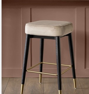 Danetti Clover Champagne Velvet Backless Bar Stool x 2
