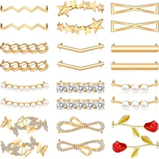 24 Pcs Shoelace Charms for Sneakers DIY Shoe Jewelry Clips Faux Pearl Bling Rhin