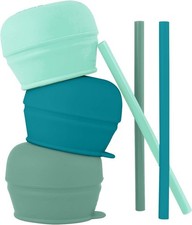 Silicone Sippy Cup Lids and Straws - Includes 3 Lids and 3 Straws - Convert Any
