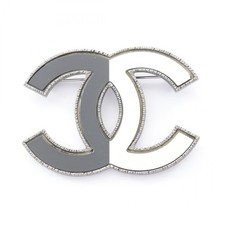 Chanel Coco Mark Brooch Women Silver One Size