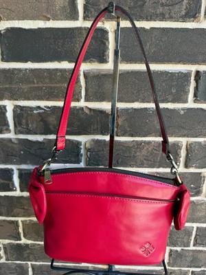 NWT Patricia Nash Arlee w Bow Strawberry Red Leather Crossbody 2 straps