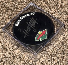 Nico Sturm Minnesota Wild Original Autographed Hockey Puck #7
