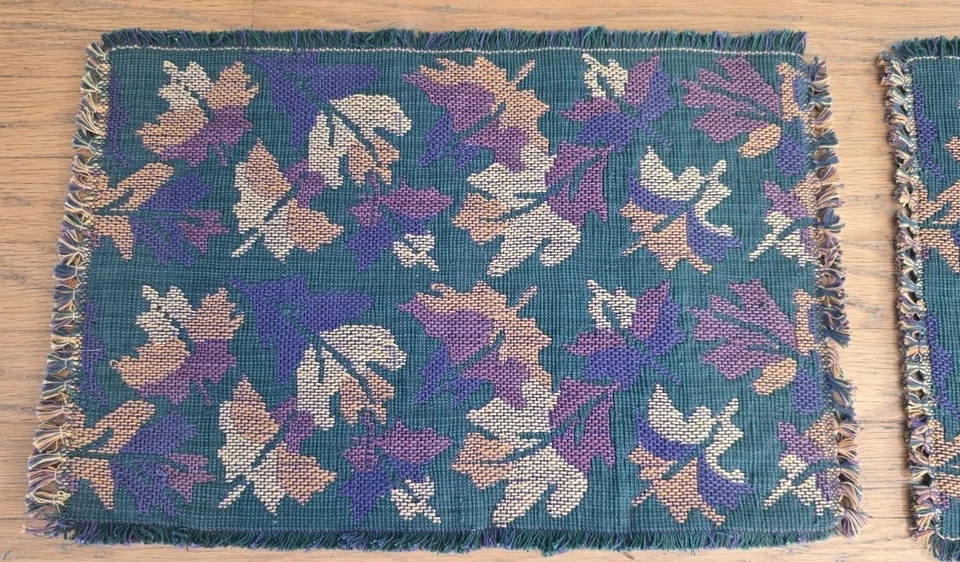 (4) NEU Schwer Gewebt Herbst Laub Wende Tischsets W. C. DESIGNS 100% Baumwolle