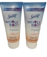LOT OF 2 Secret Whole Body Deodorant Cream for Women, Peach  Vanilla 3.0 OZ