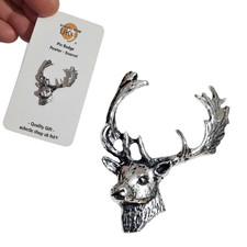 Fallow Deer Pin Badge Pewter Stag Country Brooch Lapel Hat Tie Scarf Jewellery