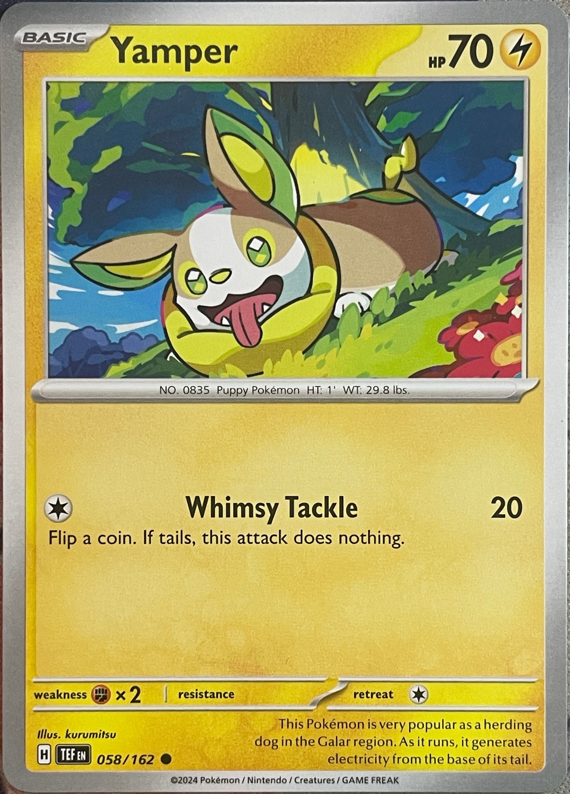 Yamper - 058/162 - Temporal Forces Pokemon 2024