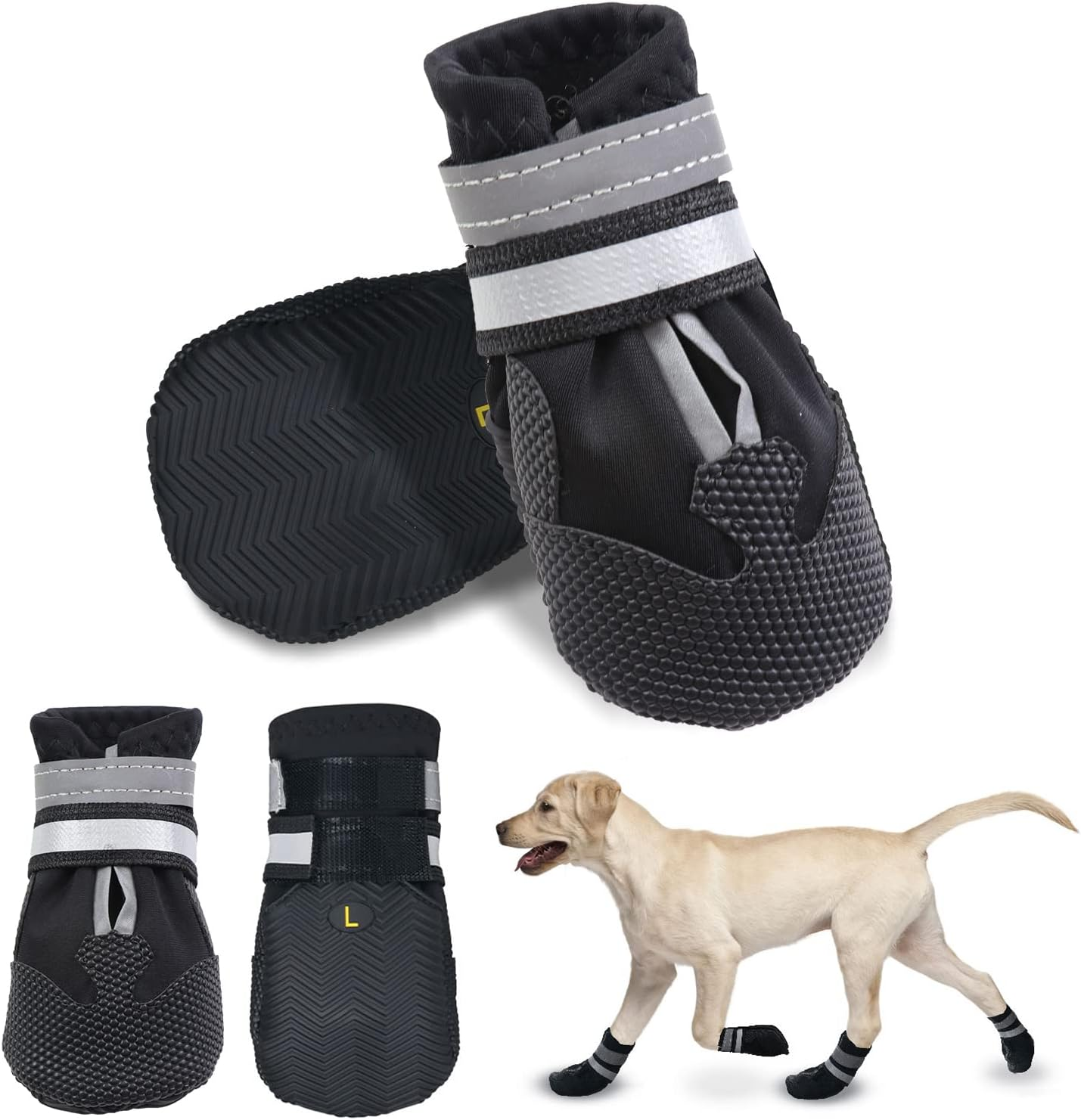 Dricar Dog Shoes, Set of 4 Dog Boots for Injured Paws, Waterproof anti Slip Dogs