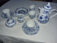 Kahla Porzellan Kaffeeservice blau/weiß Zwiebelmuster 23-teilig für 6 Personen 