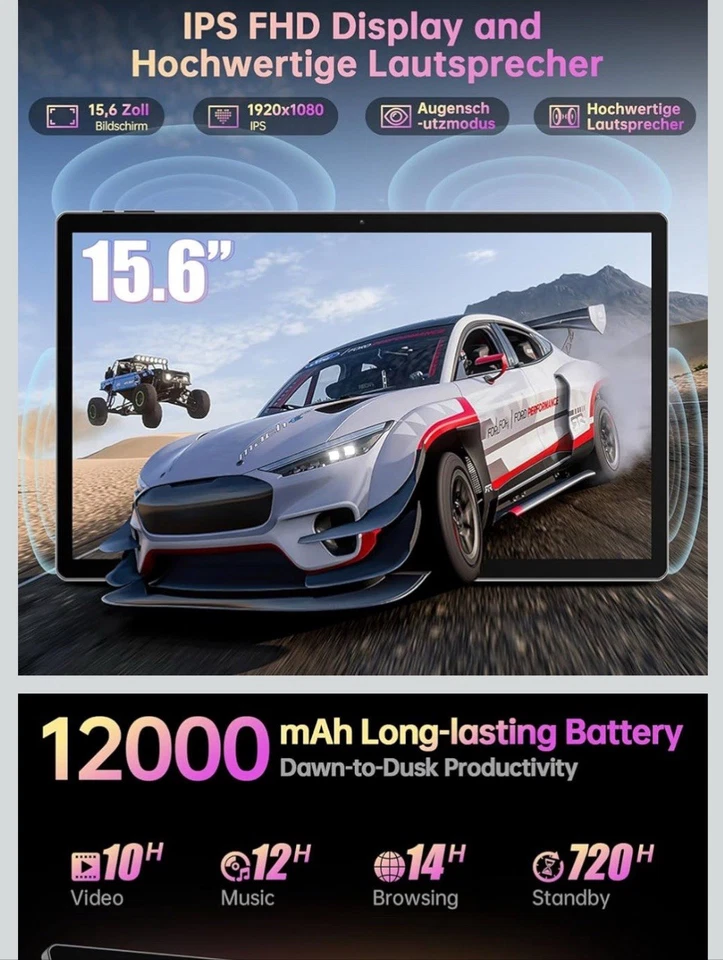 XXL GROSSE MESWAO MES-B3 Tablet – 15,6" IPS FHD Display, Android 14, - Bild 2 von 4