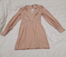Na-kd Dress V Neck Crochet Dusty Pink EU 36 UK 8 New 