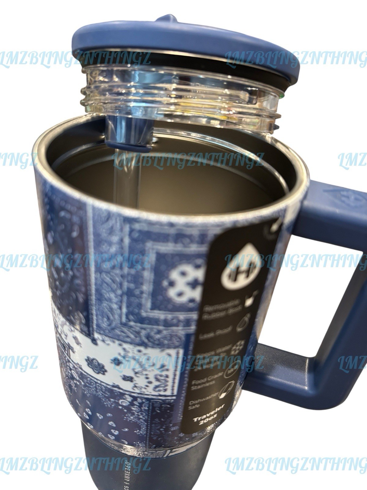 HydroJug x Fabletics LUXE360 Indigo Patchwork 20oz Traveler~BNWT&Box