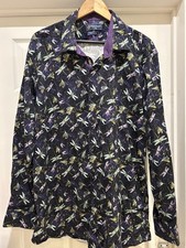 Oscar Banks Premium Design Dragonfly Print Shirt 3XL Pure Cotton Mens(bg27)