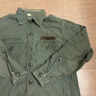 Vintage OG-107 Shirt Mens 15.5x33 Green 60s 70s Military Patch US Army Vietnam