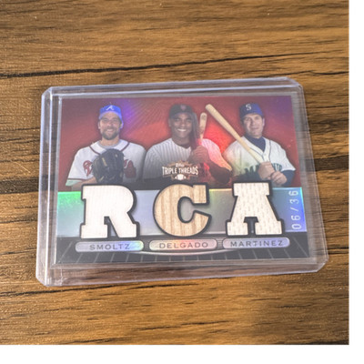 Topps 2007 Triple Threads Triple Relic Combo Smoltz Delgado Martinez #TTRC87 /36