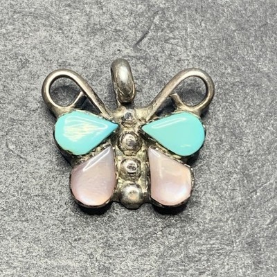 Sterling Silver 925 Lot Necklace Pendant U21 Navajo Butterfly Moth Turquoise Mom