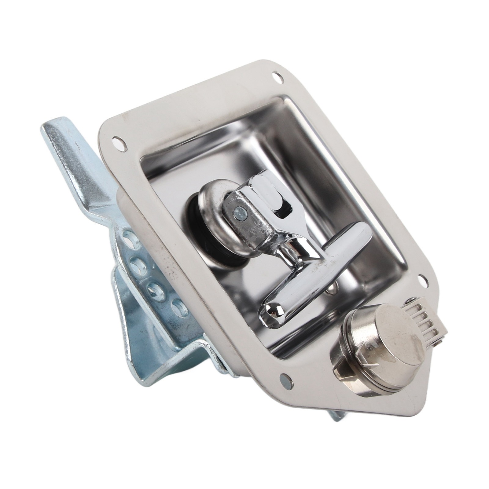 ˜Polished Stainless Steel Toolbox Lock T Handle Latch Foldable Trailer Door