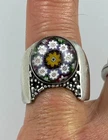 Vintage superb HM 1970 early sterling silver Caithness jewellery millefiori ring