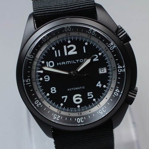 [ A MINT ] HAMILTON Khaki Pilot Pioneer H804850 43mm Black Dial AT Men's Watch