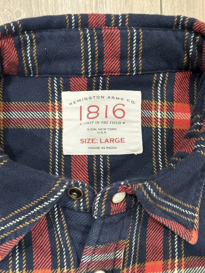 Camisa occidental grande de franela a cuadros manga larga a presión REMINGTON ARMS CO. para hombre Foto 3 de 4