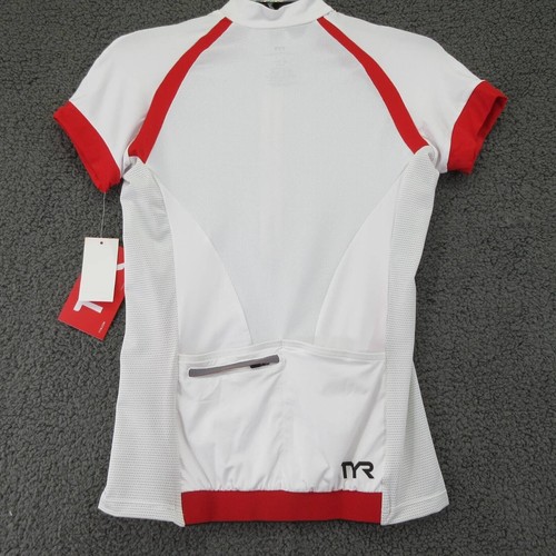 Tyr Carbon Unisex Triathlon Top Jersey Cycling White Red Zip Short Sleeve S New - Picture 2 of 10