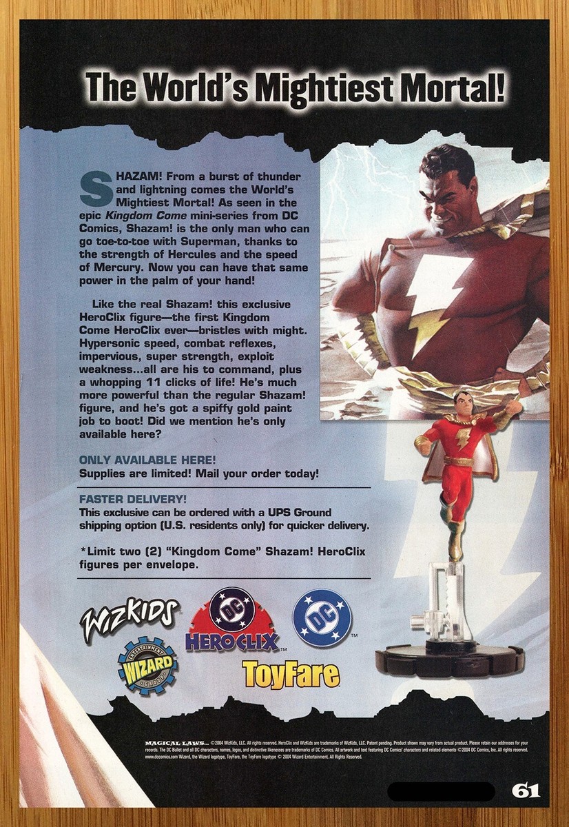 2004 HeroClix Kingdom Come Shazam! Figure Print Ad/Poster Alex