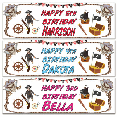 2 Personalisierte Geburtstagsbanner Piratenschatzkarte Kinder Kinder Party Poster