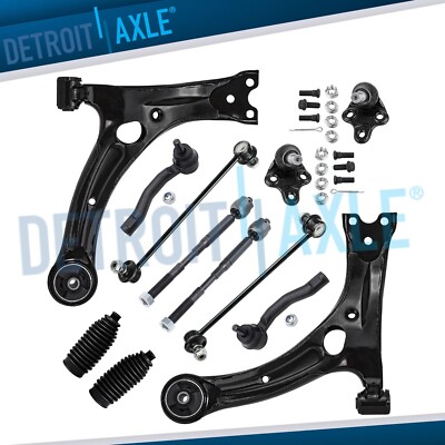 12pc Front Lower Control Arm Kit Sway Bar Tie Rod for 2003 - 2008