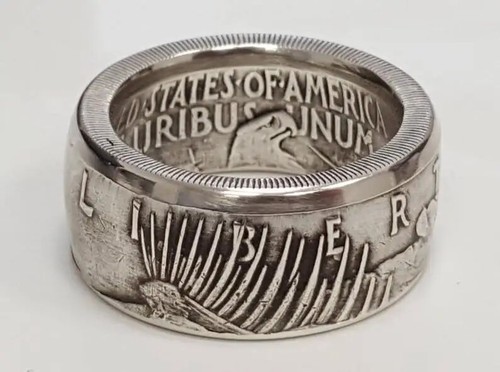 12 Ring Size Silver Dollar Coin Ring Handmade Crafted Rare Silver Men Rings - Picture 24 of 24