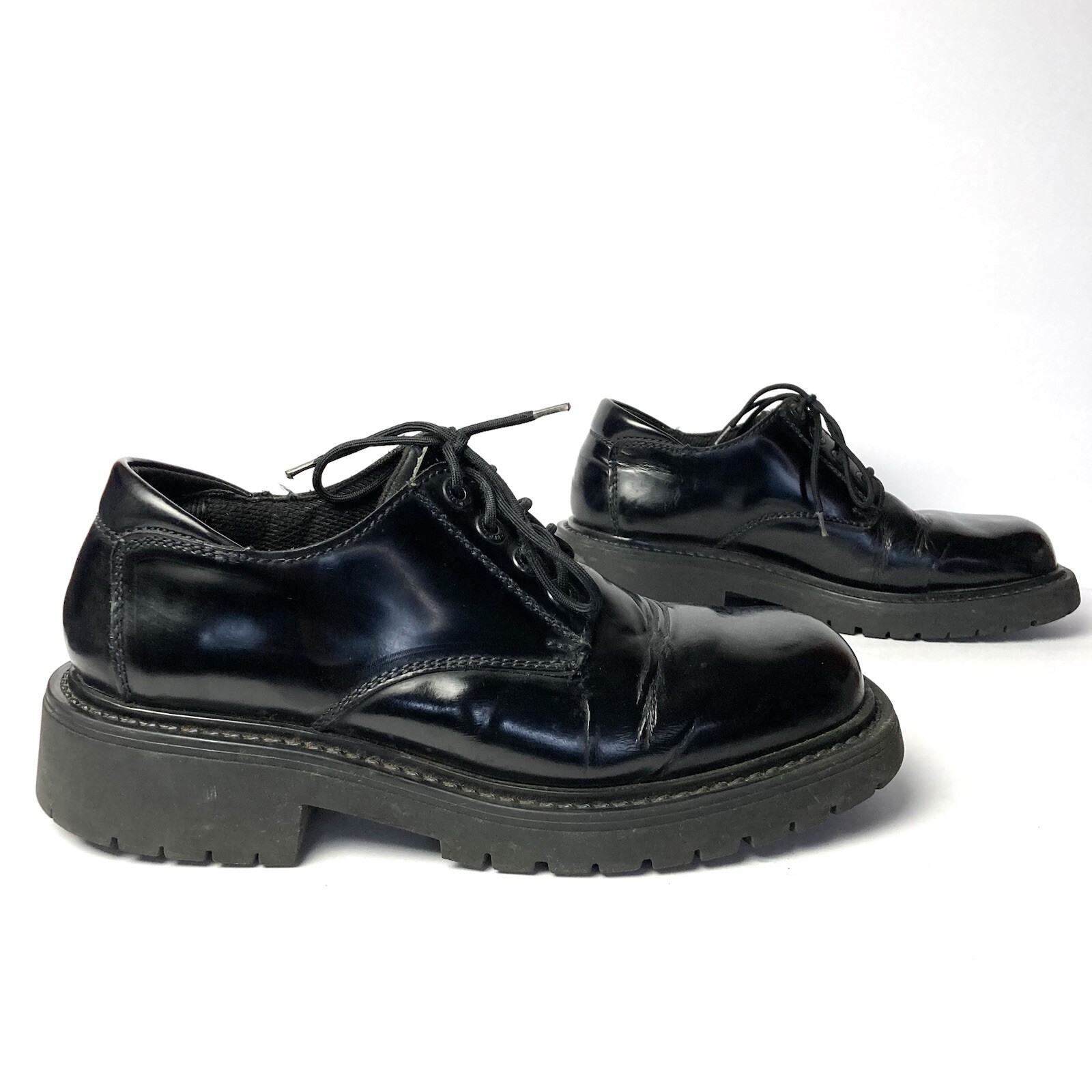 SAOLA BED STU scarpe vintage anni 90 suola spessa grossa pelle nera Oxford uomo 8 5