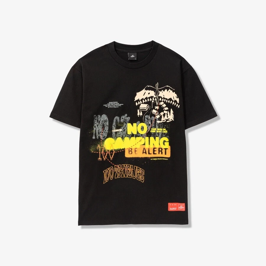 100 Thieves No Camping T-Shirt Black Medium