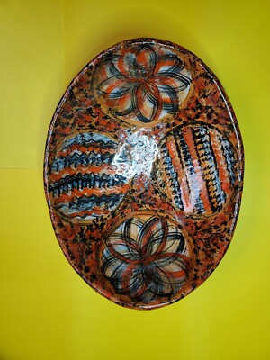 Raymor Hand-Painted Italian Ceramic Centerpiece Bowl RARE!