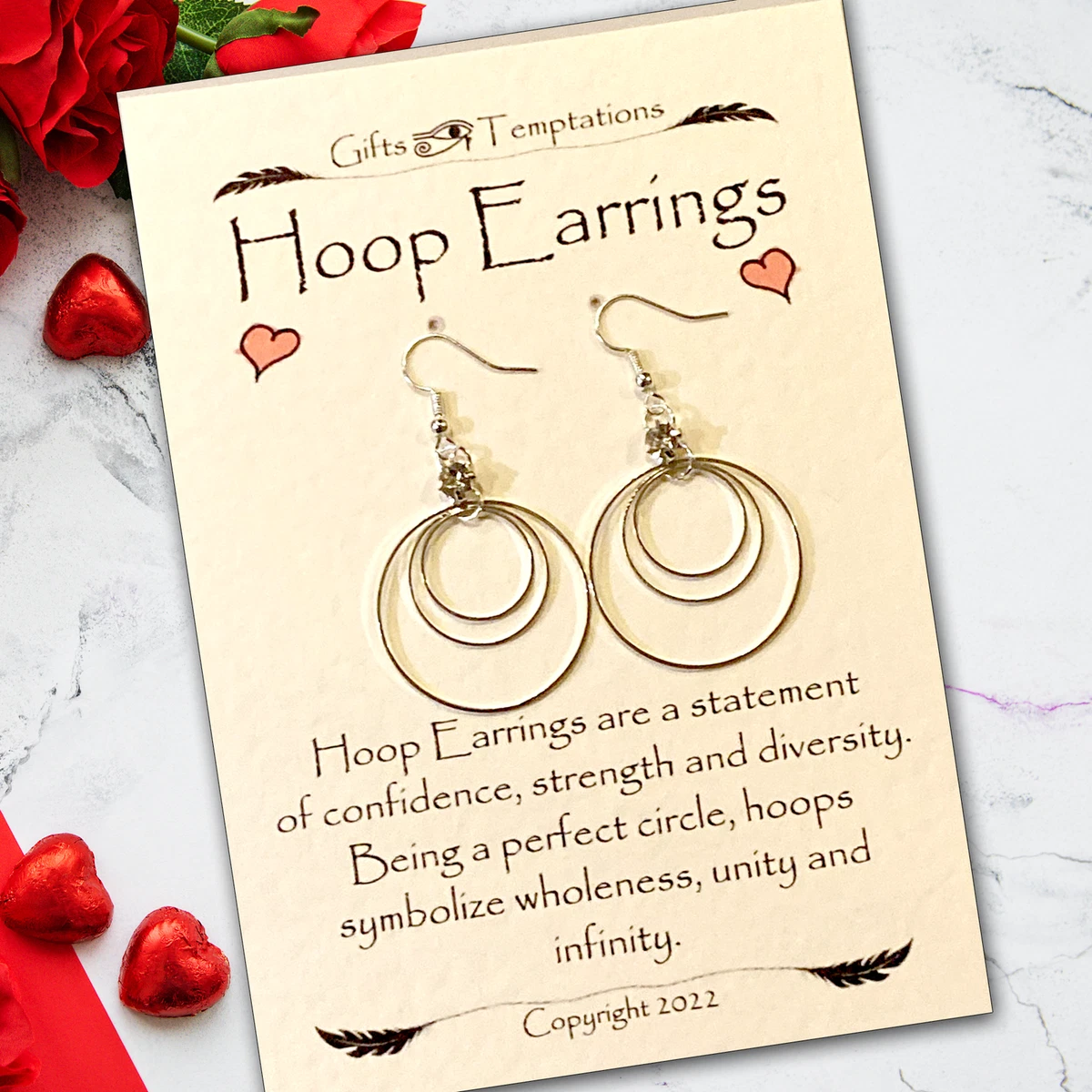 Hoop Earrings Silver White Gemstones Ladies Mother Sister Daughter Gift