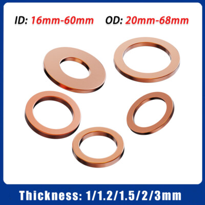 Pure Copper Gasket Sealing Washer ID 16mm-60mm Conductive Flat Washers Spacer