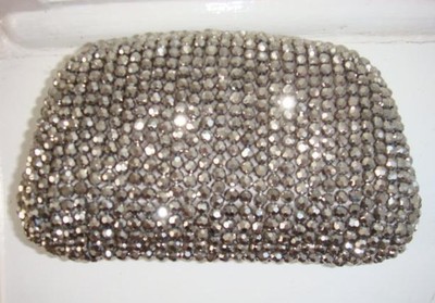 pewter beaded clutch bag