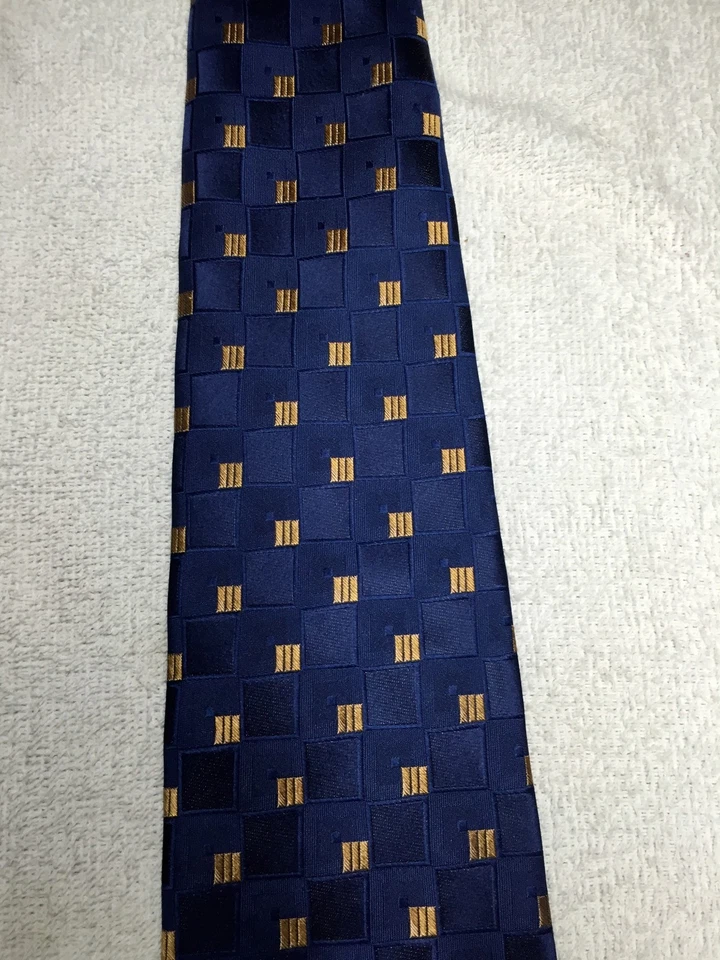 HAGGAR CORBATA HOMBRE AZUL CON DISEÑO AMARILLO 4 X 61 Foto 3 de 4