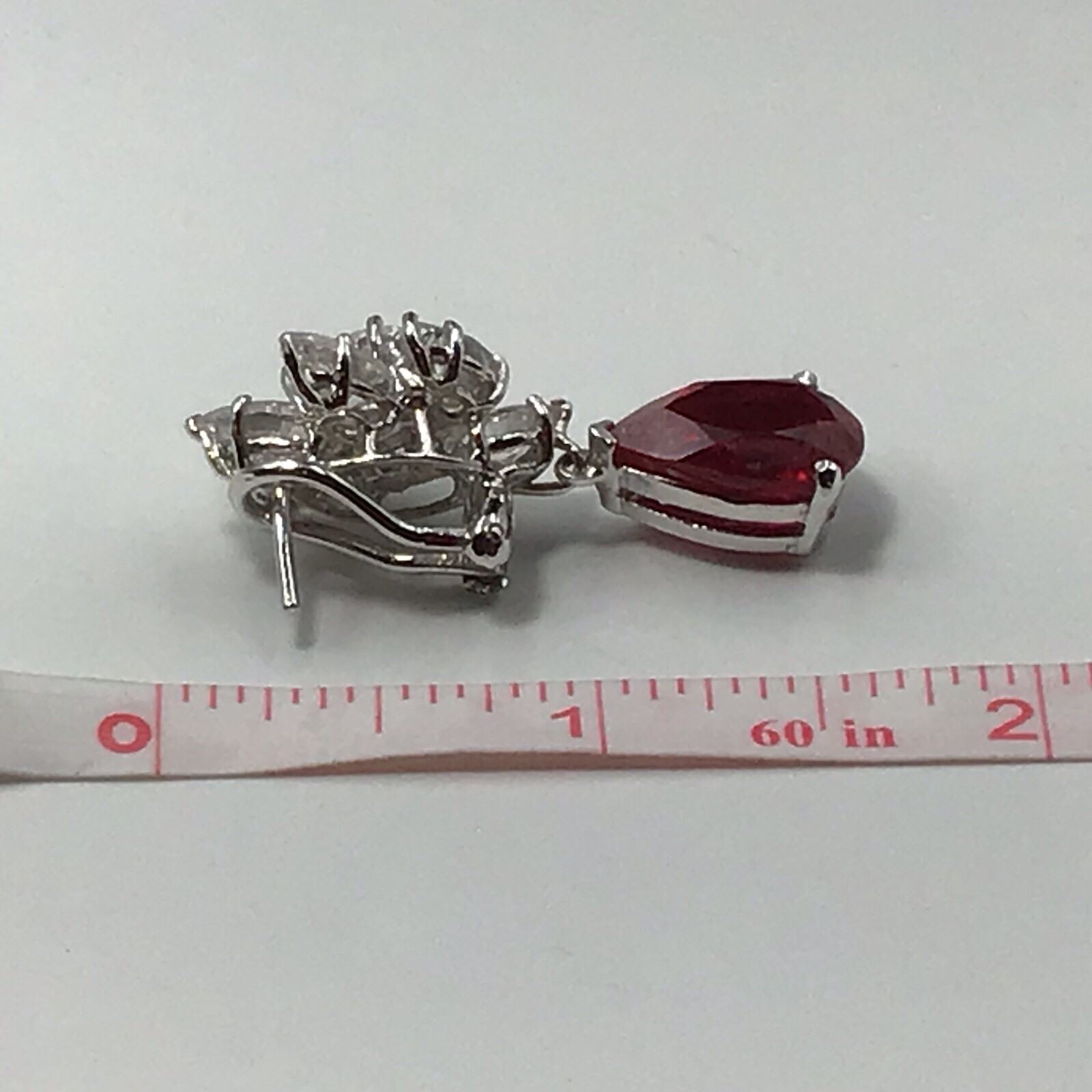 Sterling Silver Lab-created Ruby Earrings Dangle … - image 7