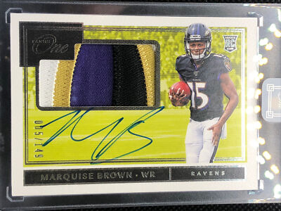 2019 Panini One Marquise Brown Rookie 4/clr Patch Auto RPA #005/149 HOLLYWOOD