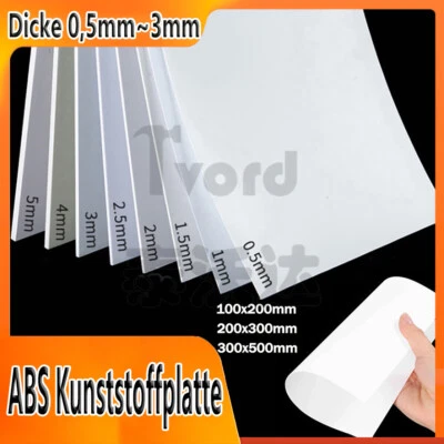 ABS Kunststoffplatte -Stärken 0,5mm 1, 1,5, 2 ,3 ,4, 5mm -Weiße Kunststoffplatte - Bild 1 von 4