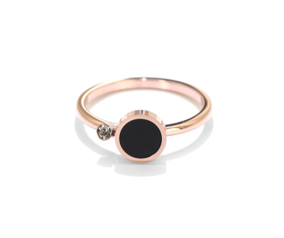 Ring Schwarz Scheibe Edelstein Roségold