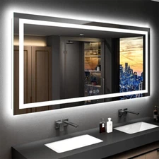 LUVODI Dual Light LED Illuminated Bathroom Mirror Anti-fog Shatterproof Aluminum