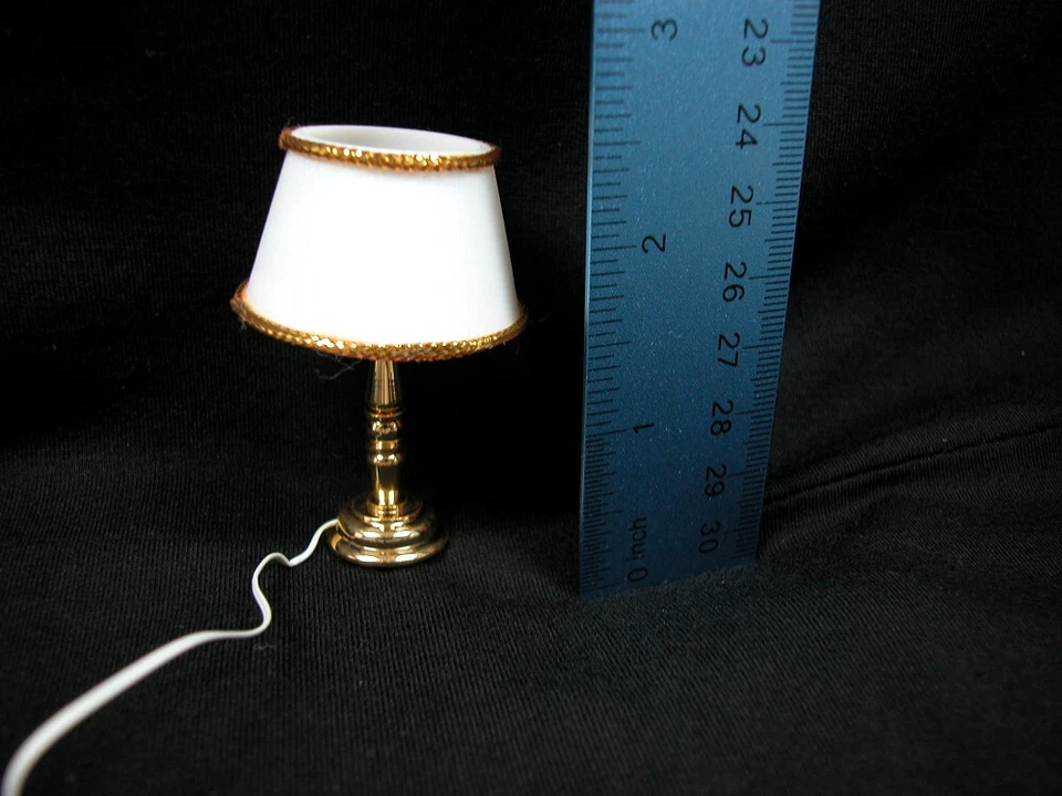 Heidi Ott #YL1024 Dollhouse Miniature Light 1:12 Scale Brass Gold Table Lamp - Image 3 of 3