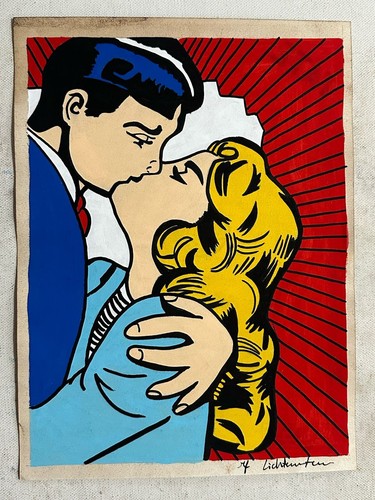 roy lichtenstein drawing and painting on old paper signed stamped vintage - 第 1/2 張圖片
