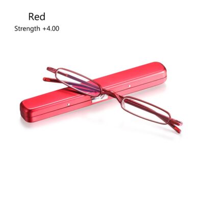 Mini Lesebrille Mit Tragbarer Pen Clip Case Blaues Licht Leserinnen Und
