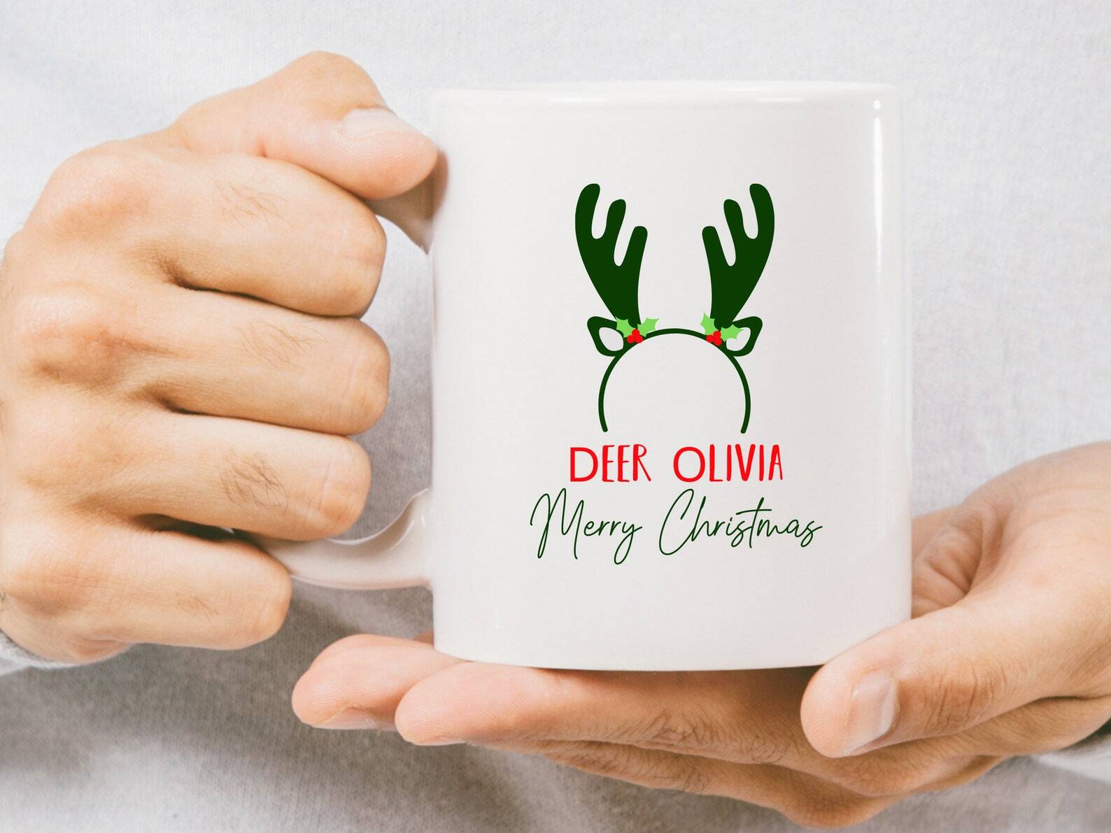 Christmas Mug Personalised Reindeer Mugs Secret Santa Gifts Custom Christmas