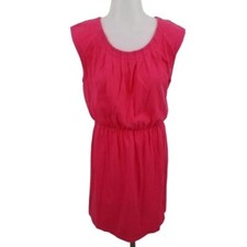 ann taylor loft S pink pleated ruched sleeveless dress shift blouson solid