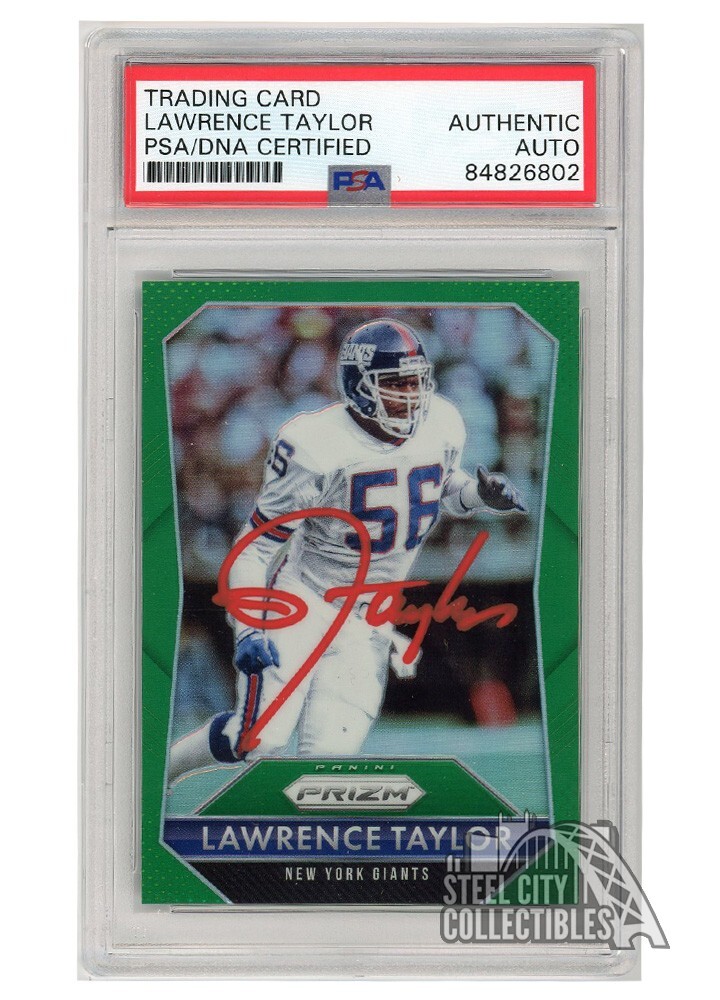 Lawrence Taylor 2015 Panini Prizm Green Autograph Card #56 PSA/DNA (Red)