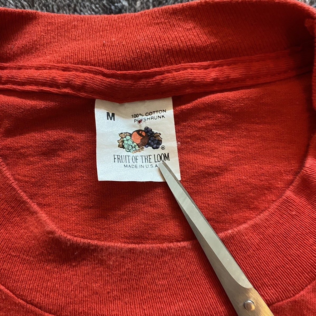 Vtg 90s Fruit of the Loom Blank Selvedge Pocket T-Shirt Single