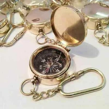 Lot Of 25 Unit Brass Pocket Compass With Key Ring Marine Collectible Compass
